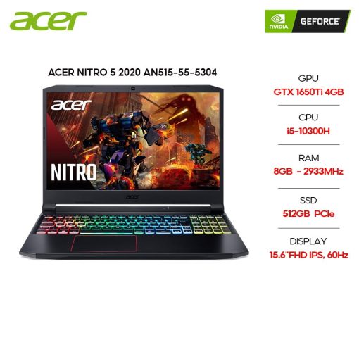 [Mới 100%] Laptop Gaming Acer Nitro 5 2021 AN515-56-51N4 Core i5 -11300H, 8GB, 512GB, GTX1650, 15.6'' FHD 144Hz